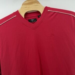 Callaway Golf Sweatshirt Mens 2XL XXL Red Pullover Sport V Neck Stretch Taiwan